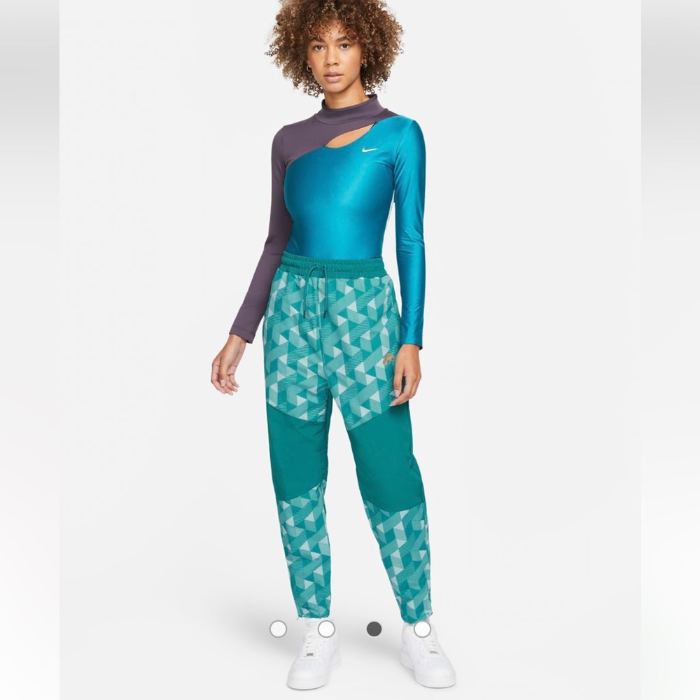 Nike X Serena Design woven geo print pants in teal size small ladies
